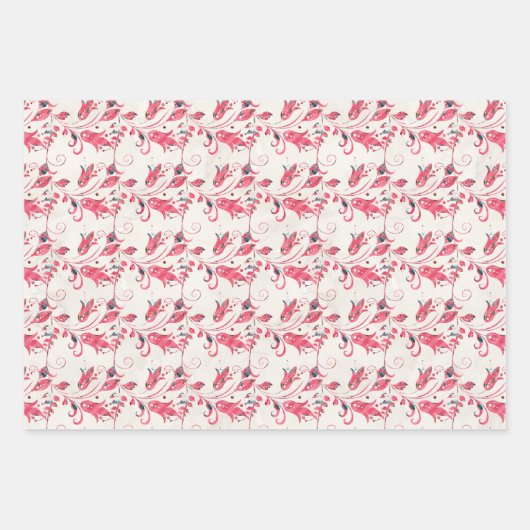 Kerstrood en groen ontworpen inpakpapier vel (Voorkant)