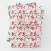 Kerstrood en groen ontworpen inpakpapier vel (In situ)