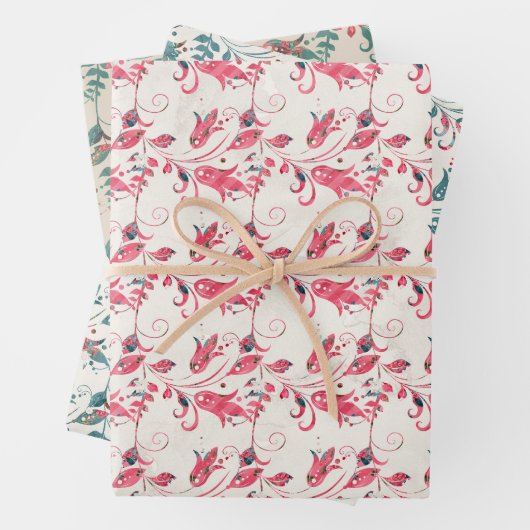 Kerstrood en groen ontworpen inpakpapier vel (In situ)