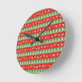 kerstrood en groen patroon ronde klok (Hoek)