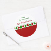 Kerstrood en groen Polka Dot Baking Gift Ronde Sticker (Envelop)