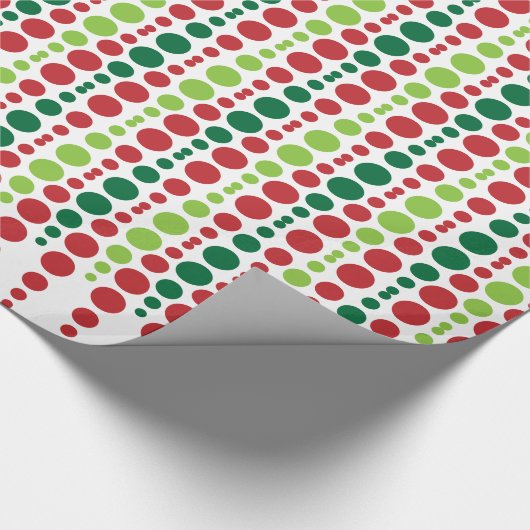 Kerstrood en groen puntpatroon cadeaupapier (Hoek)