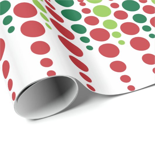 Kerstrood en groen puntpatroon cadeaupapier (Rol Hoek)
