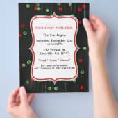 kerstrood en groen Sequins Holiday Party Flyer (Hand)