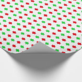 Kerstrood en groen Star-omslagpapier Cadeaupapier (Hoek)