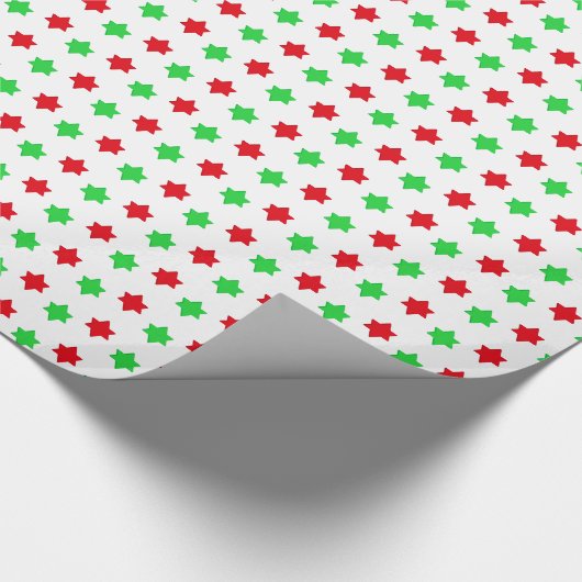 Kerstrood en groen Star-omslagpapier Cadeaupapier (Hoek)