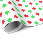 Kerstrood en groen Star-omslagpapier Cadeaupapier (Rol Hoek)