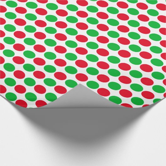 Kerstrood en groen Stip Verpakkingspapier Cadeaupapier (Hoek)