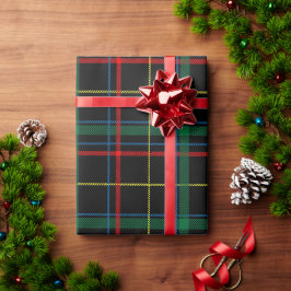Kerstrood en groen Tartan Cadeaupapier