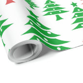 kerstrood en groene boomkunst cadeaupapier (Rol Hoek)