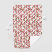 Kerstrood en groene maffia Floral Pattern Beach Golfhanddoek (Insitu)