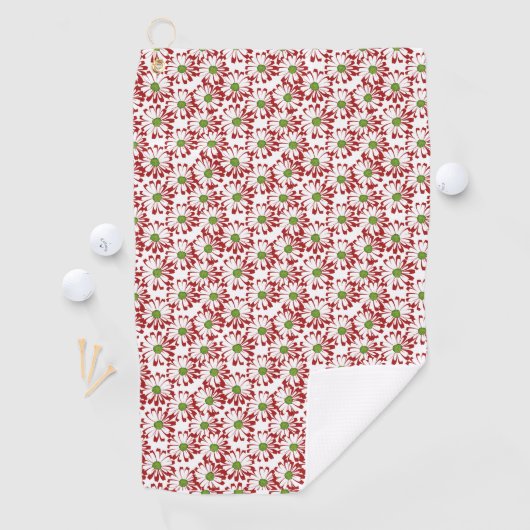 Kerstrood en groene maffia Floral Pattern Beach Golfhanddoek (Insitu)