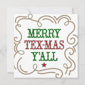 Kerstrood en groene Merry Tex-Mas Y Feestdagenkaart (Voorkant)
