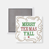 Kerstrood en groene Merry Tex-Mas Y Magneet (Voorkant / Achterkant)