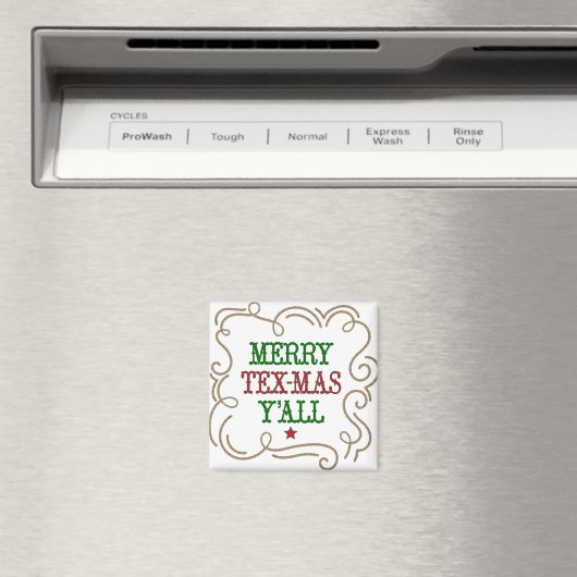 Kerstrood en groene Merry Tex-Mas Y Magneet (Insitu (Vaatwasser))