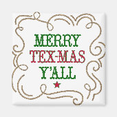 Kerstrood en groene Merry Tex-Mas Y Magneet (Voorkant)