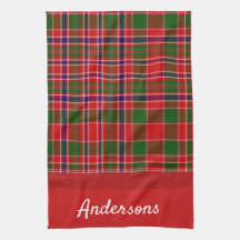 Kerstrood en groene monogrammed Towel