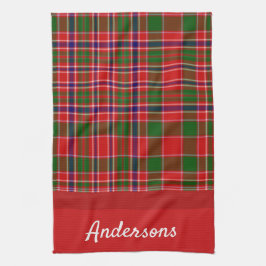 Kerstrood en groene monogrammed Towel Theedoek