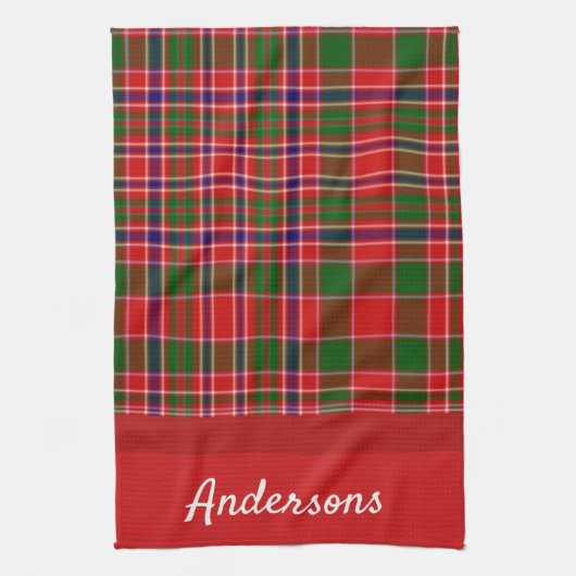 Kerstrood en groene monogrammed Towel Theedoek (Verticaal)