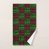 Kerstrood en groene tartan. bad handdoek (Handdoek)