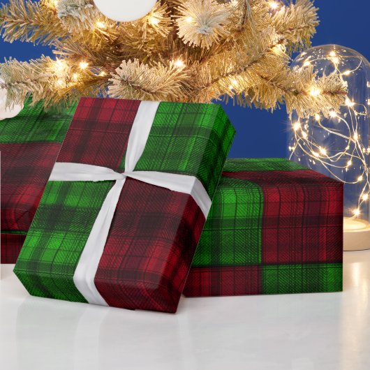 Kerstrood en groene tartan. Verpakkingspapier Cadeaupapier (Feestdagen)