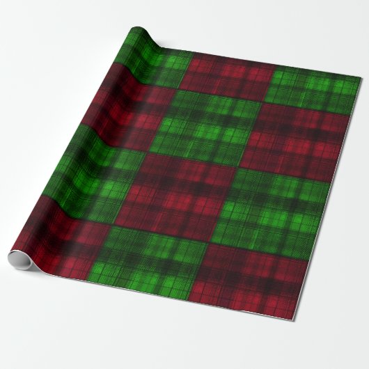 Kerstrood en groene tartan. Verpakkingspapier Cadeaupapier (Uitgerold)