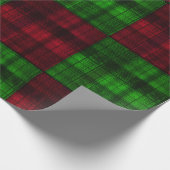 Kerstrood en groene tartan. Verpakkingspapier Cadeaupapier (Hoek)
