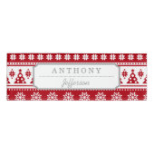 Kerstrood en wit bier en Trees Pattern Naambadge (Voorkant)