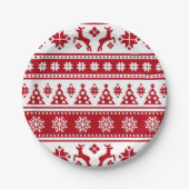 Kerstrood en wit bier en Trees Pattern Papieren Bordje (Voorkant)