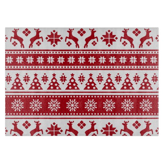 Kerstrood en wit bier en Trees Pattern Snijplank (Voorkant)