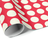 Kerstrood en wit Geometrisch Stip Patroon Cadeaupapier (Rol Hoek)