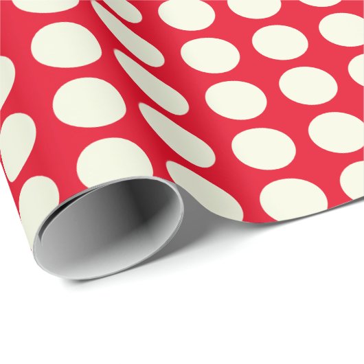 Kerstrood en wit Geometrisch Stip Patroon Cadeaupapier (Rol Hoek)