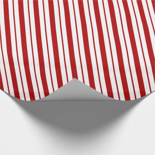Kerstrood en wit gestreept omslagpapier cadeaupapier (Hoek)