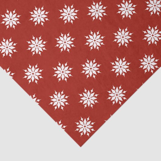 Kerstrood en wit met sneeuwvlokken tissuepapier (Detail)