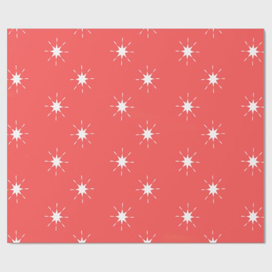 Kerstrood en wit met sterren cadeaupapier (Vlak)