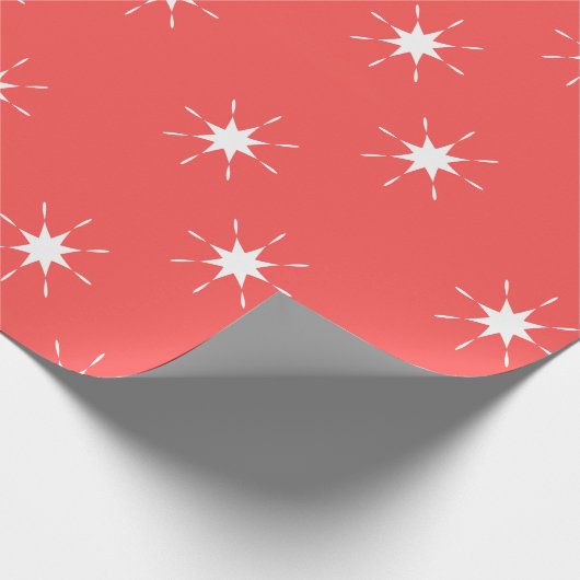 Kerstrood en wit met sterren cadeaupapier (Hoek)