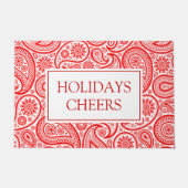 kerstrood en wit paisleypatroon deurmat (Voorkant)