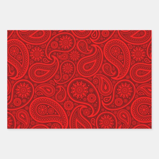 kerstrood en wit  paisleypatroon inpakpapier vel (Voorkant 3)