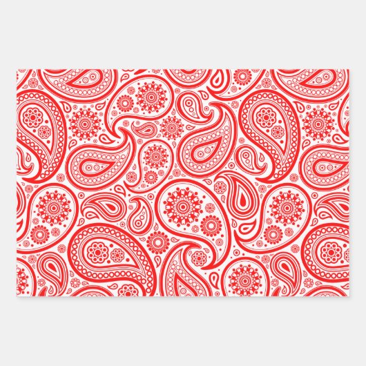 kerstrood en wit  paisleypatroon inpakpapier vel (Voorkant)