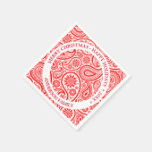 kerstrood en wit  paisleypatroon servet (Hoek)