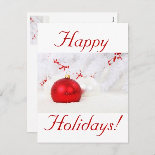 Kerstrood en wit Prettige feestdagen (Voorkant / Achterkant)