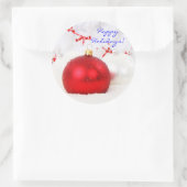 Kerstrood en wit Prettige feestdagen II Ronde Sticker (Tas)