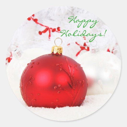 Kerstrood en wit Prettige feestdagen ik Ronde Sticker (Voorkant)