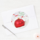 Kerstrood en wit Prettige feestdagen ik Ronde Sticker (Envelop)