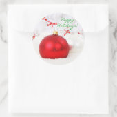 Kerstrood en wit Prettige feestdagen ik Ronde Sticker (Tas)