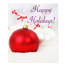 Kerstrood en wit Prettige feestdagen VII Poster