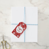 Kerstrood en wit Snowflakes patroon Cadeaulabel (Met Touw)