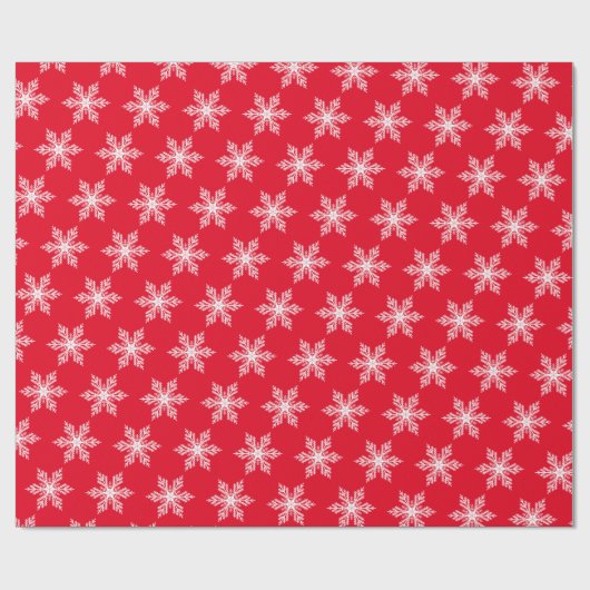 Kerstrood en wit Snowflakes patroon Cadeaupapier (Vlak)