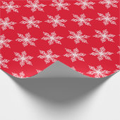Kerstrood en wit Snowflakes patroon Cadeaupapier (Hoek)