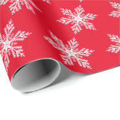 Kerstrood en wit Snowflakes patroon Cadeaupapier (Rol Hoek)